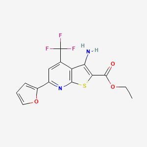 molecular formula C15H11F3N2O3S B12155253 Ethyl 3-amino-6-(furan-2-yl)-4-(trifluoromethyl)thieno[2,3-b]pyridine-2-carboxylate 