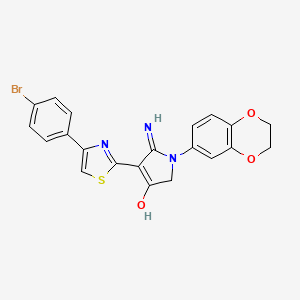 molecular formula C21H16BrN3O3S B12155265 4-[4-(4-bromophenyl)-1,3-thiazol-2-yl]-1-(2,3-dihydro-1,4-benzodioxin-6-yl)-5-imino-2,5-dihydro-1H-pyrrol-3-ol 