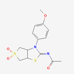 molecular formula C14H16N2O4S2 B12155309 N-[(2Z)-3-(4-methoxyphenyl)-5,5-dioxidotetrahydrothieno[3,4-d][1,3]thiazol-2(3H)-ylidene]acetamide 