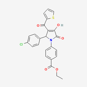 molecular formula C24H18ClNO5S B12155343 Ethyl 4-[5-(4-chlorophenyl)-3-hydroxy-2-oxo-4-(2-thienylcarbonyl)-3-pyrrolinyl]benzoate 