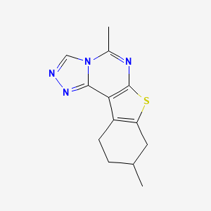 molecular formula C13H14N4S B12155408 7,13-Dimethyl-10-thia-3,4,6,8-tetraazatetracyclo[7.7.0.0^{2,6}.0^{11,16}]hexadeca-1(9),2,4,7,11(16)-pentaene 