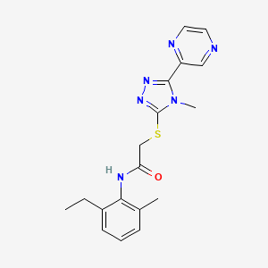 molecular formula C18H20N6OS B12155434 N-(2-ethyl-6-methylphenyl)-2-{[4-methyl-5-(pyrazin-2-yl)-4H-1,2,4-triazol-3-yl]sulfanyl}acetamide 