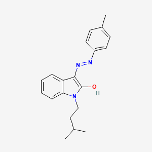 molecular formula C20H23N3O B12155641 (3Z)-1-(3-methylbutyl)-3-[2-(4-methylphenyl)hydrazinylidene]-1,3-dihydro-2H-indol-2-one 