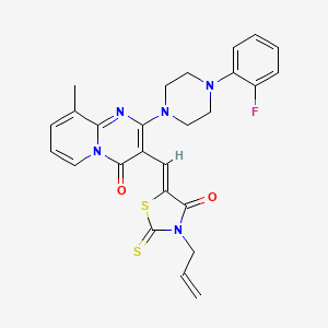 molecular formula C26H24FN5O2S2 B12155658 2-[4-(2-fluorophenyl)piperazin-1-yl]-9-methyl-3-{(Z)-[4-oxo-3-(prop-2-en-1-yl)-2-thioxo-1,3-thiazolidin-5-ylidene]methyl}-4H-pyrido[1,2-a]pyrimidin-4-one 
