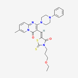 molecular formula C28H31N5O3S2 B12155678 3-{(Z)-[3-(3-ethoxypropyl)-4-oxo-2-thioxo-1,3-thiazolidin-5-ylidene]methyl}-7-methyl-2-(4-phenylpiperazin-1-yl)-4H-pyrido[1,2-a]pyrimidin-4-one 