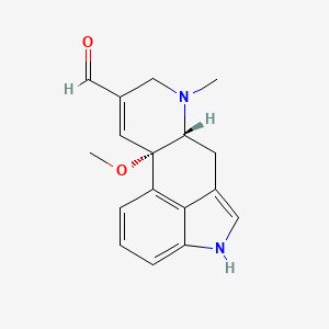 molecular formula C17H18N2O2 B1215569 Ergoline-8-carboxaldehyde, 8,9-didehydro-10-methoxy-6-methyl- CAS No. 55839-57-1
