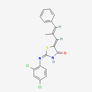 molecular formula C19H14Cl2N2OS B12155698 (2E,5Z)-2-[(2,4-dichlorophenyl)imino]-5-[(2E)-2-methyl-3-phenylprop-2-en-1-ylidene]-1,3-thiazolidin-4-one 