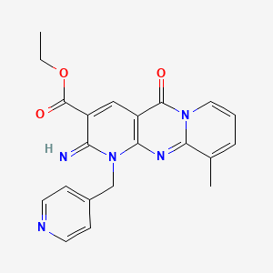 molecular formula C21H19N5O3 B12155736 Ethyl 2-imino-10-methyl-5-oxo-1-(4-pyridylmethyl)-1,6-dihydropyridino[2,3-d]py ridino[1,2-a]pyrimidine-3-carboxylate 
