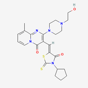 molecular formula C24H29N5O3S2 B12155759 3-[(Z)-(3-cyclopentyl-4-oxo-2-thioxo-1,3-thiazolidin-5-ylidene)methyl]-2-[4-(2-hydroxyethyl)piperazin-1-yl]-9-methyl-4H-pyrido[1,2-a]pyrimidin-4-one 