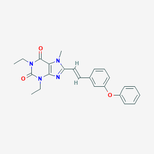 molecular formula C24H24N4O3 B121558 (E)-1,3-Diethyl-7-methyl-8-(3-phenoxystyryl)xanthine CAS No. 155814-36-1