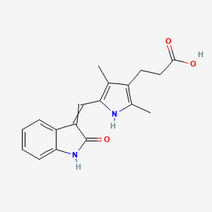 3-(2,4-Dimethyl-5-(2-oxo-1,2-dihydroindol-3-ylidenemethyl)-1H-pyrrol-3-yl)propionic acid