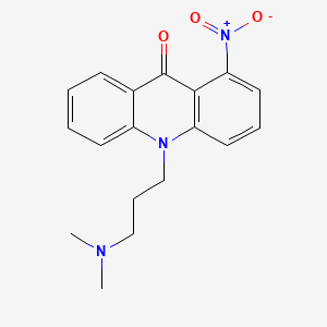 molecular formula C18H19N3O3 B1215600 1-Nitro-10-(3-dimethylaminopropyl)acridone hydrochloride CAS No. 22108-26-5