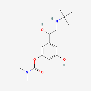 molecular formula C15H24N2O4 B1215606 Carbamic acid, dimethyl-, 3-(2-((1,1-dimethylethyl)amino)-1-hydroxyethyl)-5-hydroxyphenyl ester CAS No. 81732-67-4