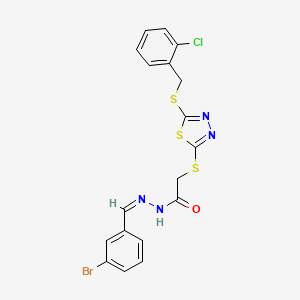 molecular formula C18H14BrClN4OS3 B12156147 N'-[(Z)-(3-bromophenyl)methylidene]-2-({5-[(2-chlorobenzyl)sulfanyl]-1,3,4-thiadiazol-2-yl}sulfanyl)acetohydrazide 