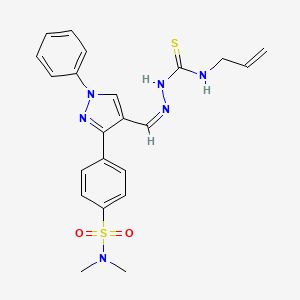 molecular formula C22H24N6O2S2 B12156174 1-[(E)-[3-[4-(dimethylsulfamoyl)phenyl]-1-phenylpyrazol-4-yl]methylideneamino]-3-prop-2-enylthiourea 