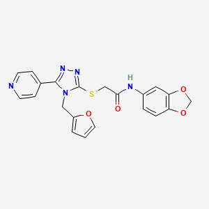 molecular formula C21H17N5O4S B12156223 N-(1,3-benzodioxol-5-yl)-2-{[4-(furan-2-ylmethyl)-5-(pyridin-4-yl)-4H-1,2,4-triazol-3-yl]sulfanyl}acetamide 