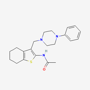 molecular formula C21H27N3OS B12156254 N-{3-[(4-phenylpiperazin-1-yl)methyl]-4,5,6,7-tetrahydro-1-benzothiophen-2-yl}acetamide 