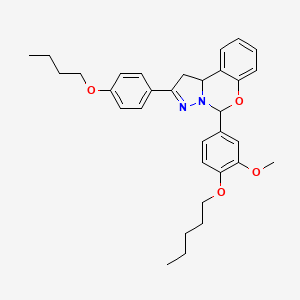 molecular formula C32H38N2O4 B12156282 2-(4-Butoxyphenyl)-5-[3-methoxy-4-(pentyloxy)phenyl]-1,10b-dihydropyrazolo[1,5-c][1,3]benzoxazine 