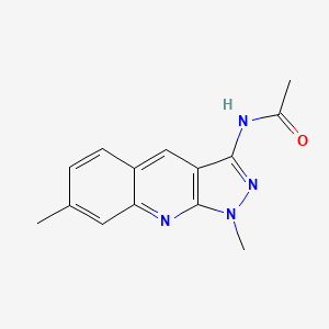 molecular formula C14H14N4O B1215629 N-(1,7-dimethyl-3-pyrazolo[3,4-b]quinolinyl)acetamide 