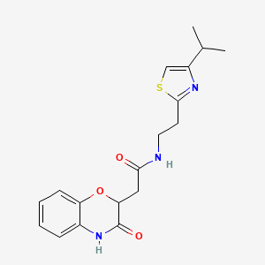 molecular formula C18H21N3O3S B12156409 N-(2-(4-isopropylthiazol-2-yl)ethyl)-2-(3-oxo-3,4-dihydro-2H-benzo[b][1,4]oxazin-2-yl)acetamide 