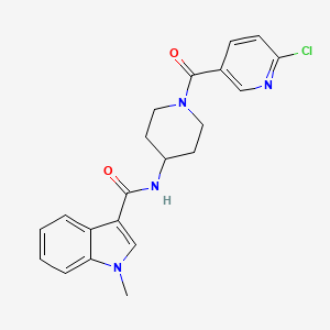 molecular formula C21H21ClN4O2 B12156435 N-{1-[(6-chloropyridin-3-yl)carbonyl]piperidin-4-yl}-1-methyl-1H-indole-3-carboxamide 