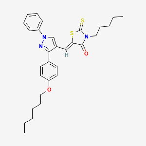 molecular formula C30H35N3O2S2 B12156502 (5Z)-5-({3-[4-(hexyloxy)phenyl]-1-phenyl-1H-pyrazol-4-yl}methylidene)-3-pentyl-2-thioxo-1,3-thiazolidin-4-one 