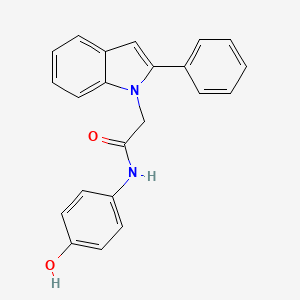 molecular formula C22H18N2O2 B12156513 N-(4-hydroxyphenyl)-2-(2-phenyl-1H-indol-1-yl)acetamide 
