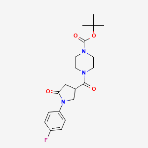 molecular formula C20H26FN3O4 B12156616 Tert-butyl 4-{[1-(4-fluorophenyl)-5-oxopyrrolidin-3-yl]carbonyl}piperazine-1-carboxylate 