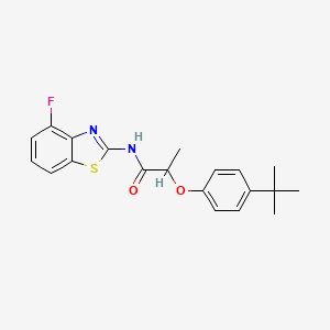 molecular formula C20H21FN2O2S B12156689 Propanamide, 2-[4-(1,1-dimethylethyl)phenoxy]-N-(4-fluoro-2-benzothiazolyl)- CAS No. 1018047-70-5
