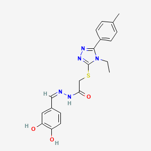 molecular formula C20H21N5O3S B12156709 N'-[(Z)-(3,4-dihydroxyphenyl)methylidene]-2-{[4-ethyl-5-(4-methylphenyl)-4H-1,2,4-triazol-3-yl]sulfanyl}acetohydrazide 