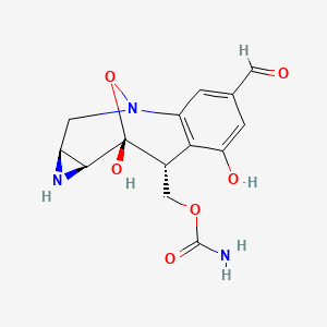 molecular formula C14H15N3O6 B1215678 [(8R,9R,10S,12S)-4-formyl-6,9-dihydroxy-14-oxa-1,11-diazatetracyclo[7.4.1.02,7.010,12]tetradeca-2(7),3,5-trien-8-yl]methyl carbamate 