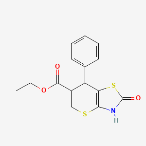 molecular formula C15H15NO3S2 B12156781 ethyl 2-oxo-7-phenyl-3,5,6,7-tetrahydro-2H-thiopyrano[2,3-d][1,3]thiazole-6-carboxylate 