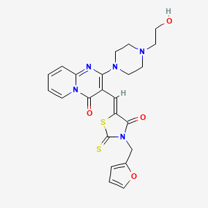 molecular formula C23H23N5O4S2 B12156787 3-{(Z)-[3-(furan-2-ylmethyl)-4-oxo-2-thioxo-1,3-thiazolidin-5-ylidene]methyl}-2-[4-(2-hydroxyethyl)piperazin-1-yl]-4H-pyrido[1,2-a]pyrimidin-4-one 