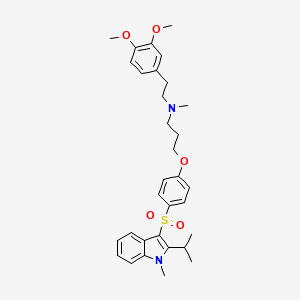 N-[2-(3,4-dimethoxyphenyl)ethyl]-N-methyl-3-[4-(1-methyl-2-propan-2-ylindol-3-yl)sulfonylphenoxy]propan-1-amine
