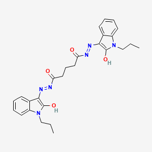 molecular formula C27H30N6O4 B12156970 N'~1~-[(3E)-2-oxo-1-propyl-1,2-dihydro-3H-indol-3-ylidene]-N'~5~-[(3Z)-2-oxo-1-propyl-1,2-dihydro-3H-indol-3-ylidene]pentanedihydrazide 