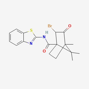 molecular formula C18H19BrN2O2S B12156991 N-[(2E)-1,3-benzothiazol-2(3H)-ylidene]-2-bromo-4,7,7-trimethyl-3-oxobicyclo[2.2.1]heptane-1-carboxamide 