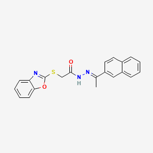 molecular formula C21H17N3O2S B12157014 2-(1,3-benzoxazol-2-ylsulfanyl)-N'-[(1E)-1-(naphthalen-2-yl)ethylidene]acetohydrazide 