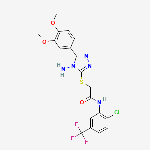 molecular formula C19H17ClF3N5O3S B12157023 2-{[4-amino-5-(3,4-dimethoxyphenyl)-4H-1,2,4-triazol-3-yl]sulfanyl}-N-[2-chloro-5-(trifluoromethyl)phenyl]acetamide 