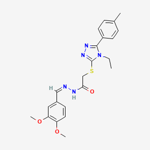 molecular formula C22H25N5O3S B12157057 N-[(E)-(3,4-dimethoxyphenyl)methylideneamino]-2-[[4-ethyl-5-(4-methylphenyl)-1,2,4-triazol-3-yl]sulfanyl]acetamide 