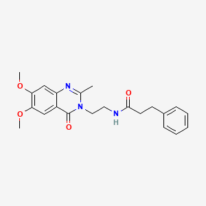 molecular formula C22H25N3O4 B12157086 N-[2-(6,7-dimethoxy-2-methyl-4-oxoquinazolin-3(4H)-yl)ethyl]-3-phenylpropanamide 