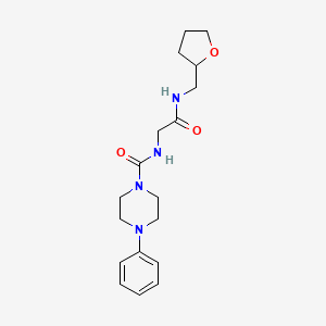 molecular formula C18H26N4O3 B12157109 N-{2-oxo-2-[(tetrahydrofuran-2-ylmethyl)amino]ethyl}-4-phenylpiperazine-1-carboxamide 