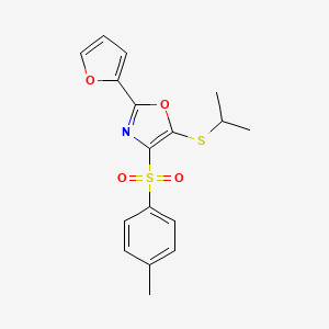 molecular formula C17H17NO4S2 B12157299 2-(2-Furyl)-5-(isopropylthio)-4-[(4-methylphenyl)sulfonyl]-1,3-oxazole 
