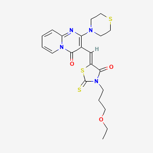 molecular formula C21H24N4O3S3 B12157340 3-{(Z)-[3-(3-ethoxypropyl)-4-oxo-2-thioxo-1,3-thiazolidin-5-ylidene]methyl}-2-(thiomorpholin-4-yl)-4H-pyrido[1,2-a]pyrimidin-4-one 