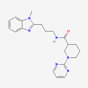 molecular formula C21H26N6O B12157352 N-[3-(1-methyl-1H-benzimidazol-2-yl)propyl]-1-(pyrimidin-2-yl)piperidine-3-carboxamide 