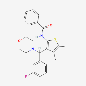 molecular formula C24H25FN2O2S B12157417 N-{3-[(3-fluorophenyl)morpholin-4-ylmethyl]-4,5-dimethyl(2-thienyl)}benzamide 