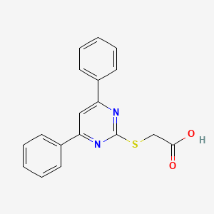 molecular formula C18H14N2O2S B12157456 Acetic acid, ((4,6-diphenyl-2-pyrimidinyl)thio)- CAS No. 88768-49-4
