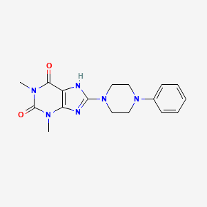 molecular formula C17H20N6O2 B1215757 1,3-dimethyl-8-(4-phenyl-1-piperazinyl)-7H-purine-2,6-dione 