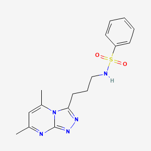 molecular formula C16H19N5O2S B12157601 N-[3-(5,7-dimethyl[1,2,4]triazolo[4,3-a]pyrimidin-3-yl)propyl]benzenesulfonamide 