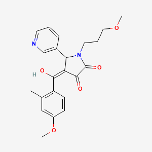 molecular formula C22H24N2O5 B12157609 3-hydroxy-4-(4-methoxy-2-methylbenzoyl)-1-(3-methoxypropyl)-5-(pyridin-3-yl)-2,5-dihydro-1H-pyrrol-2-one 