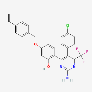 molecular formula C26H19ClF3N3O2 B12157659 2-[2-Amino-5-(4-chlorophenyl)-6-(trifluoromethyl)pyrimidin-4-yl]-5-[(4-ethenylbenzyl)oxy]phenol 